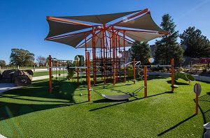 turf and fabric shade playground